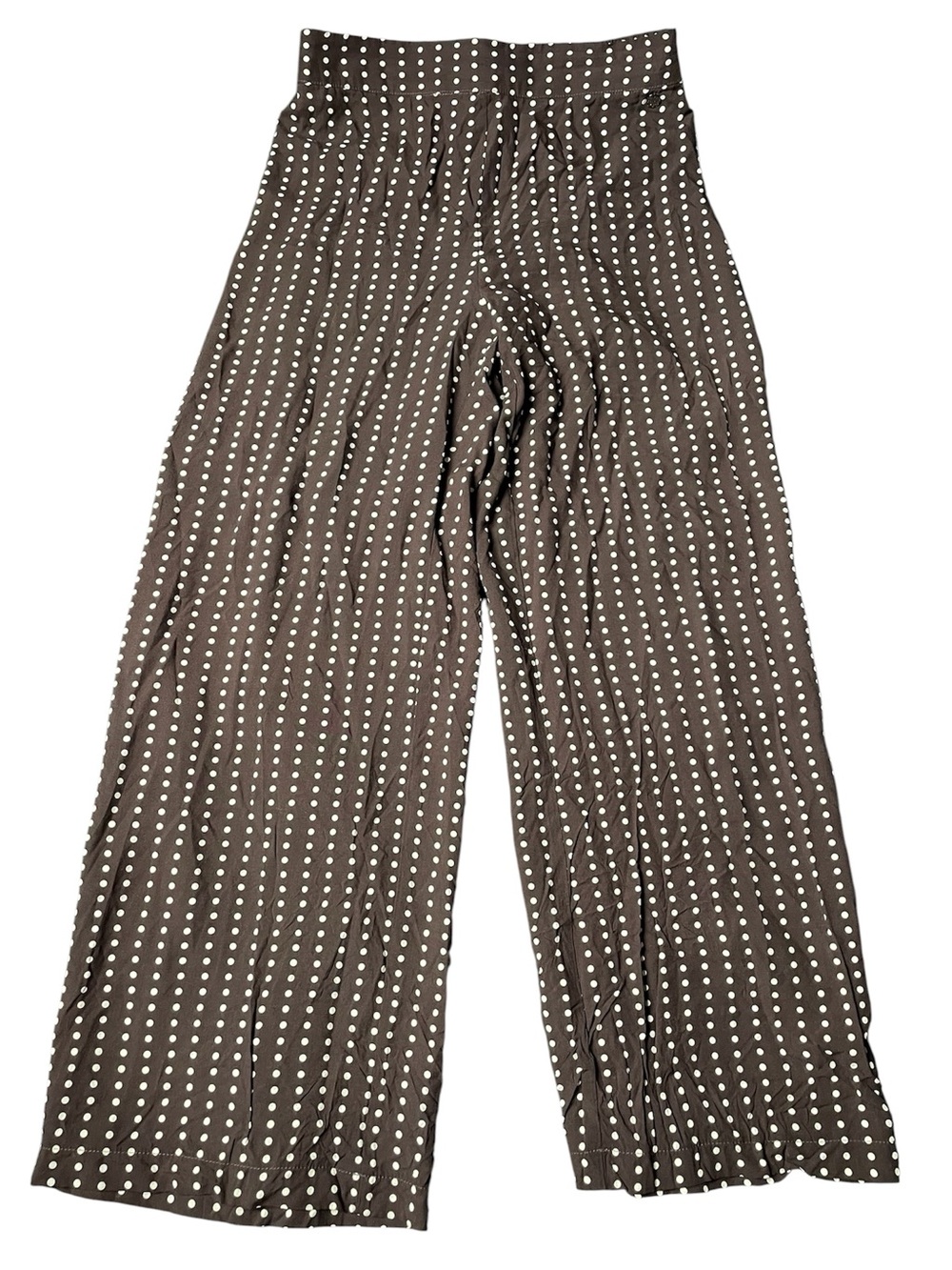 Jason Wu Edit Polka Dot Wide Leg Pants Brown White Viscose Size M Excellent Cond